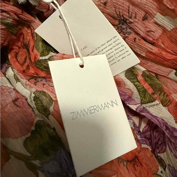 NWT Zimmerman Poppy Ruffled Floral-print Silk Dress size 0 - Picture 13 of 13